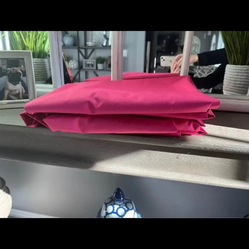 Pink curtain panels